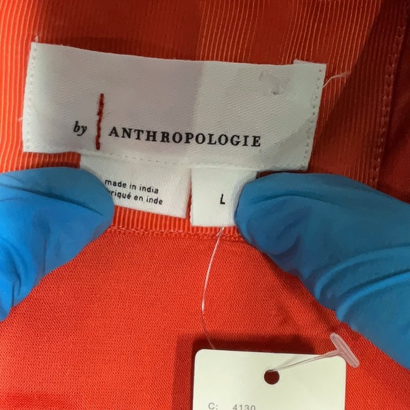 Anthropologie The Helena Square Neck Smocked Tiered Midi Orange Dress - Picture 4 of 5